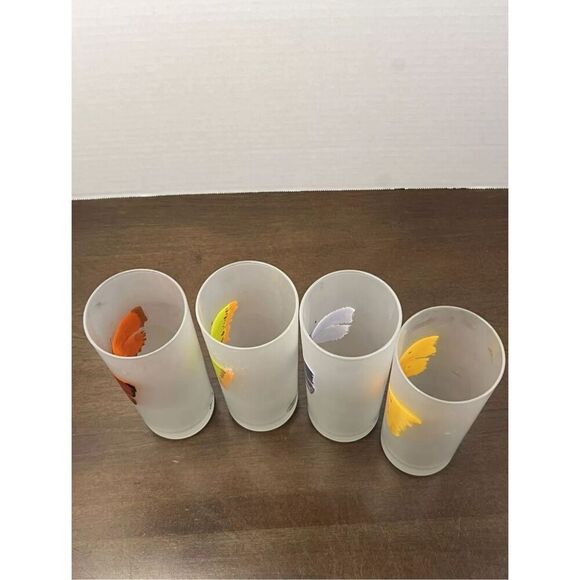 4 Dartington Designs Rare Glassware Butterfly Frosted Highball Tom Collins Set F - Picture 8 of 10